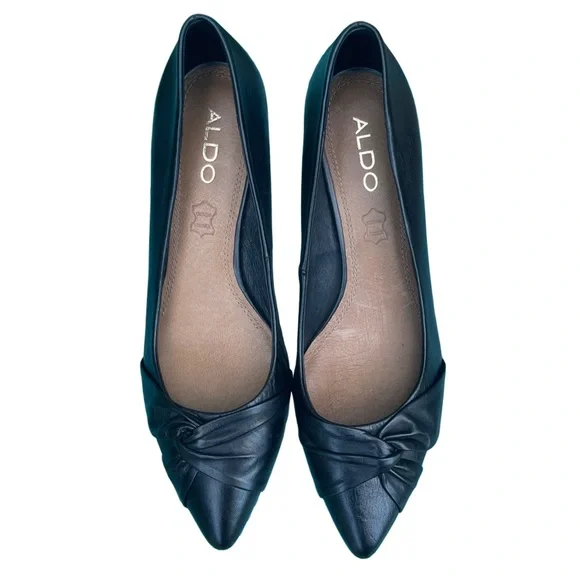 Aldo Black Leather Kitten Heels – Size 10 | Classic Pumps - Picture 5 of 13